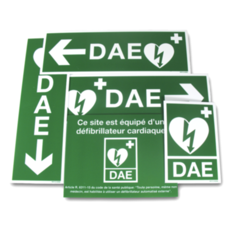 PACK Signalétique DAE 5 autocollants (usage intérieur)