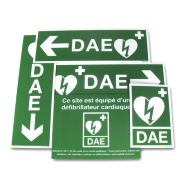 PACK Signalétique DAE 5 panneaux (usage extérieur)